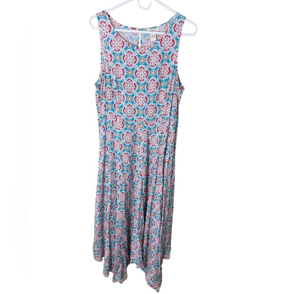 Sundance Women’s Sz 12 Sleeveless Printed Dress Maxi Long Uneven Hem